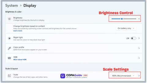 Windows Display Brightness Settings